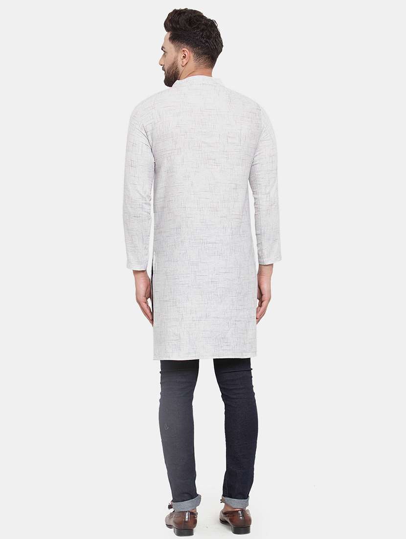 men solid mandarin neck long kurta - 22067473 - Standard Image - 3