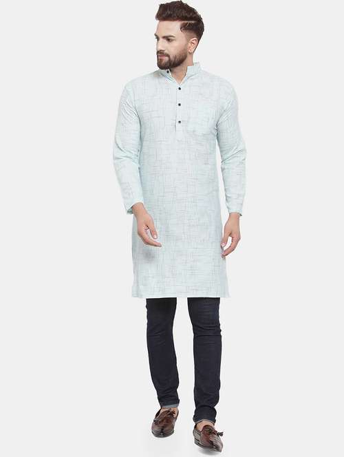 men solid mandarin neck long kurta - 22067474 - Standard Image - 0