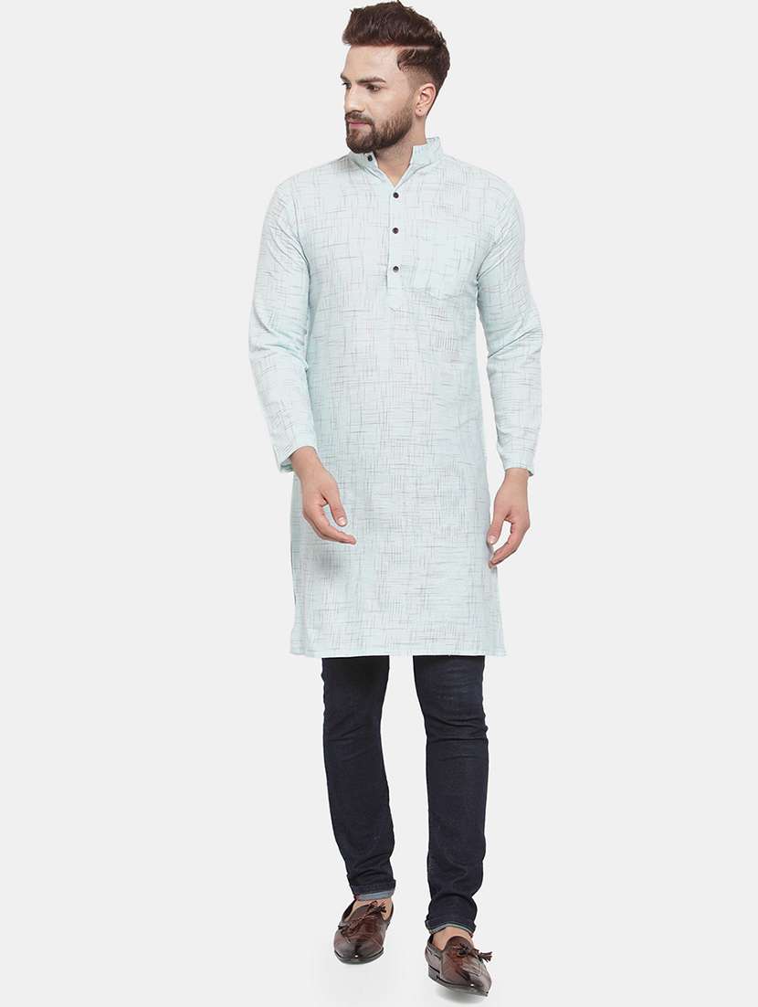 men solid mandarin neck long kurta - 22067474 - Zoom Image - 0