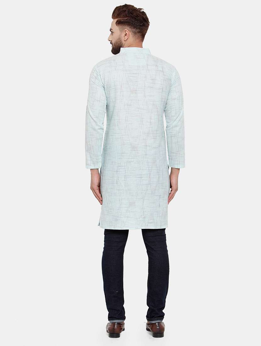 men solid mandarin neck long kurta - 22067474 - Standard Image - 3