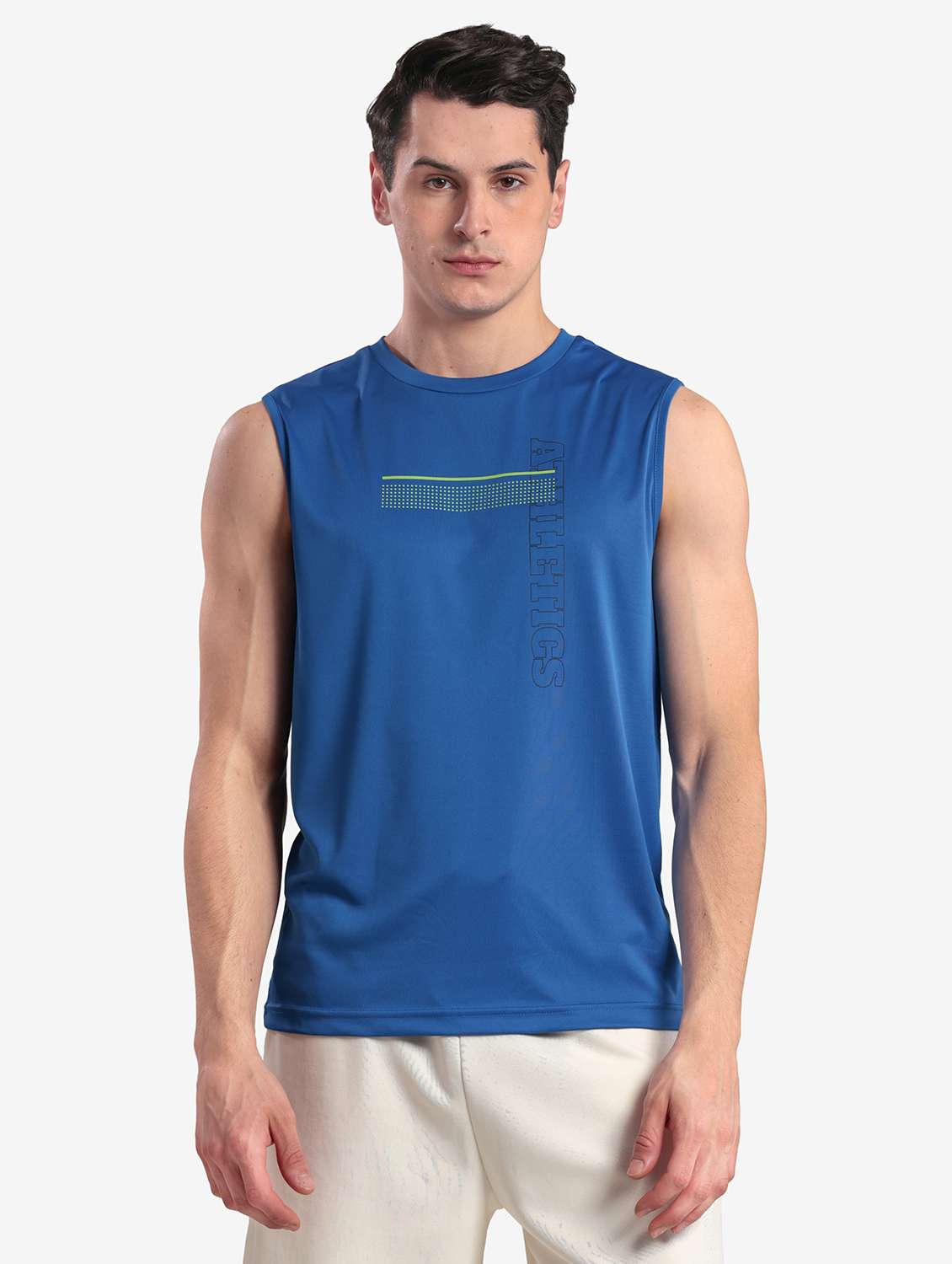 men printed sleeveless regular fit t-shirt