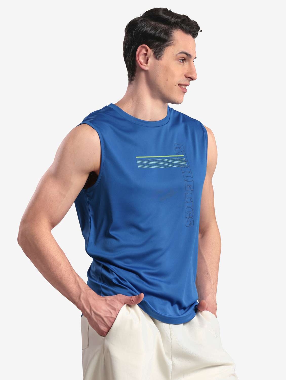 men printed sleeveless regular fit t-shirt - 22067515 -  Standard Image - 3