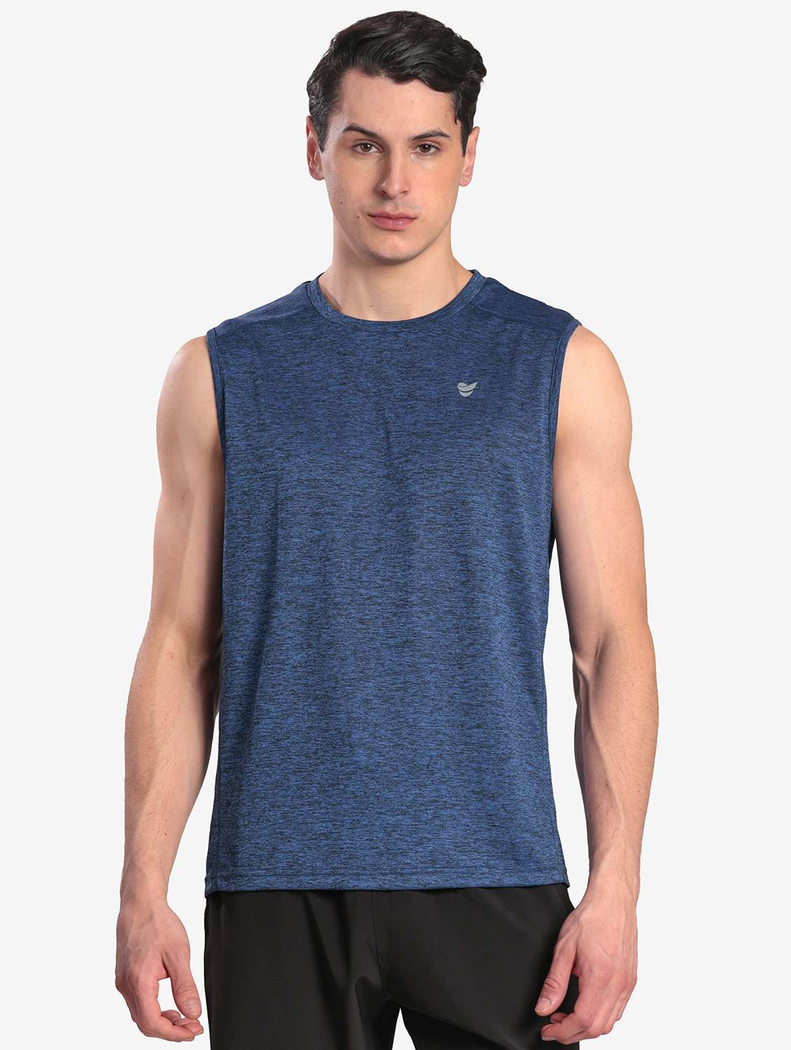 men solid sleeveless regular fit t-shirt