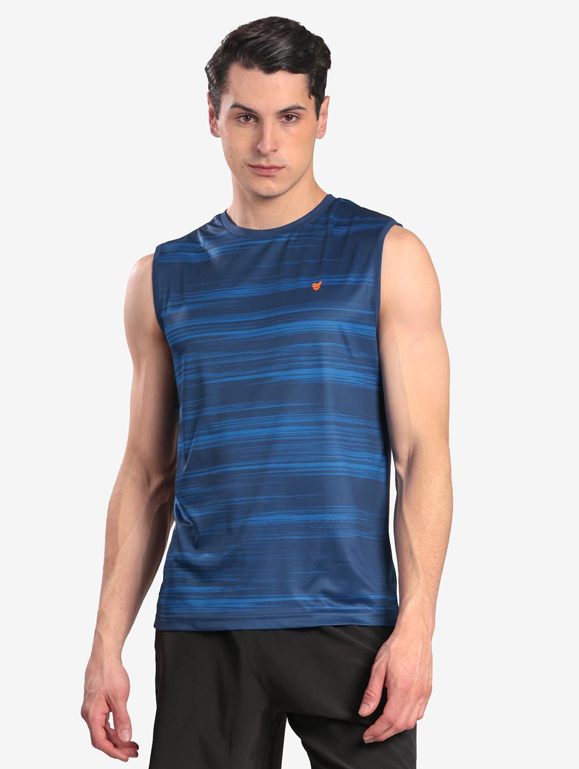 men printed sleeveless regular fit t-shirt
