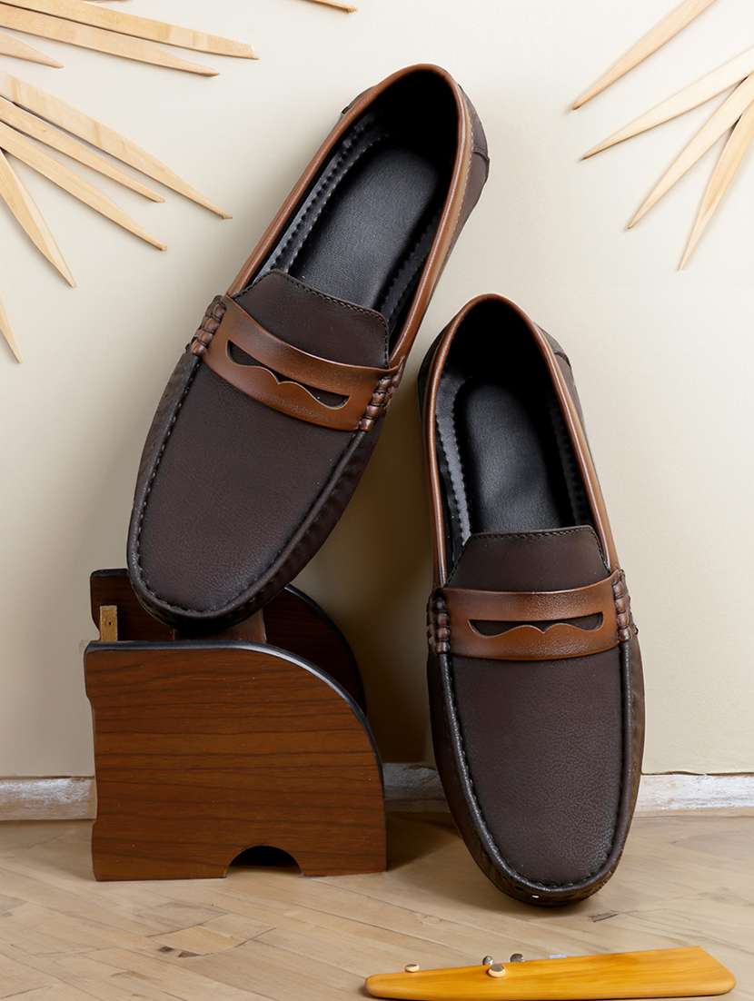 men brown slip on loafer