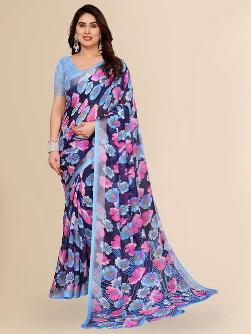 women printed casual wear saree with blouse - 22067592 -  Standard Image - 0