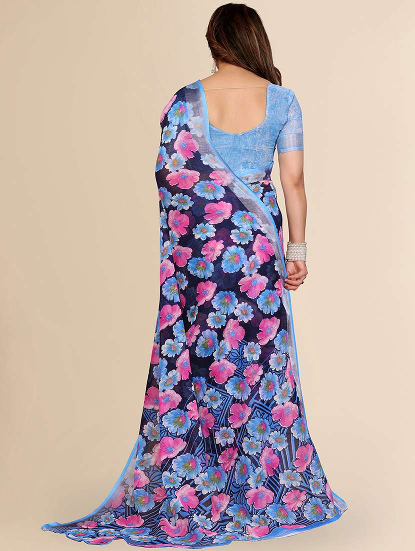women printed casual wear saree with blouse - 22067592 - Standard Image - 3