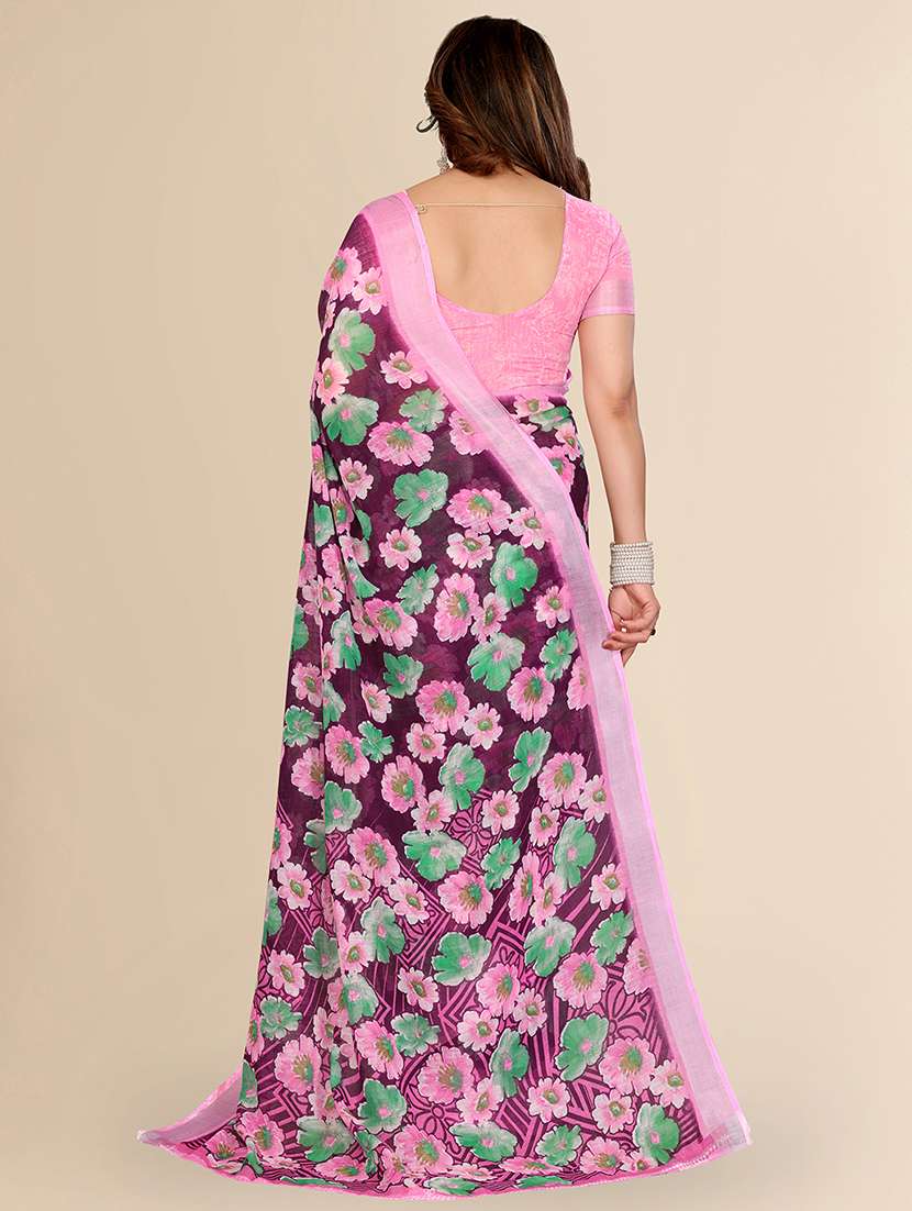 women printed casual wear saree with blouse - 22067593 - Standard Image - 3