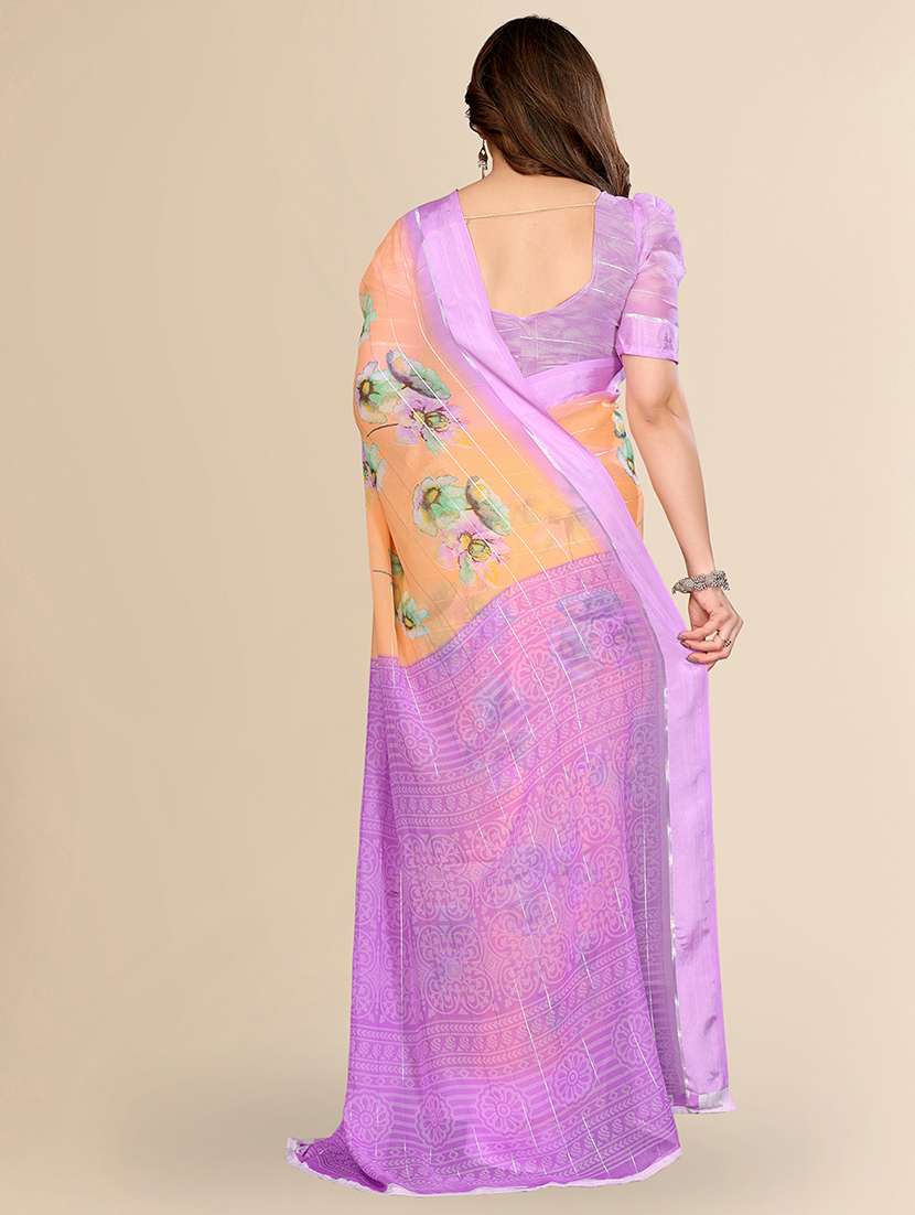 women printed casual wear saree with blouse - 22067599 -  Standard Image - 3