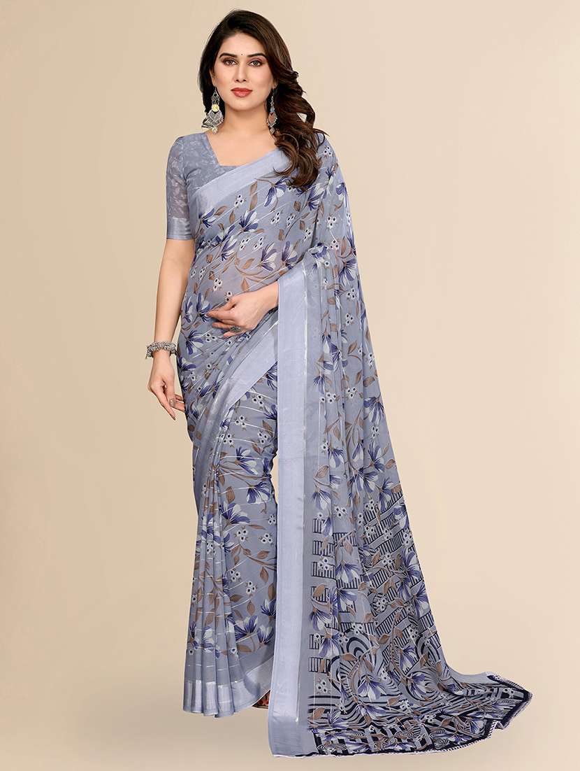 women printed casual wear saree with blouse - 22067603 -  Zoom Image - 0