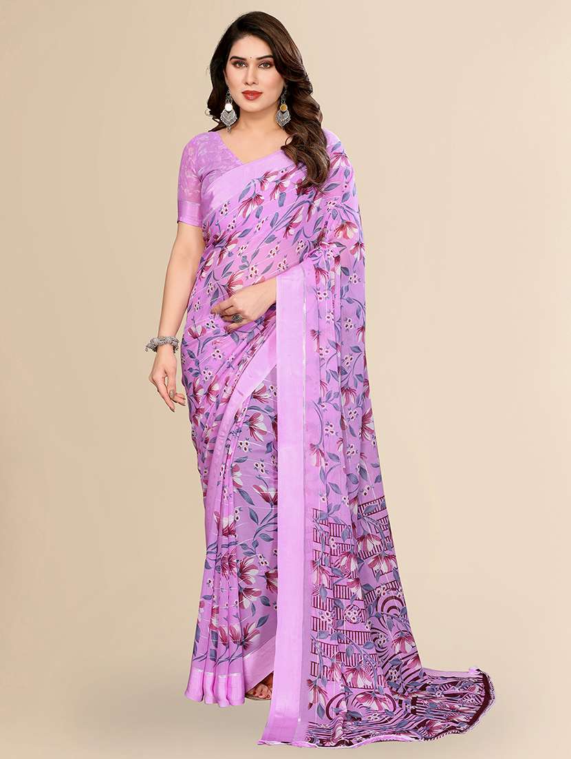 women printed casual wear saree with blouse