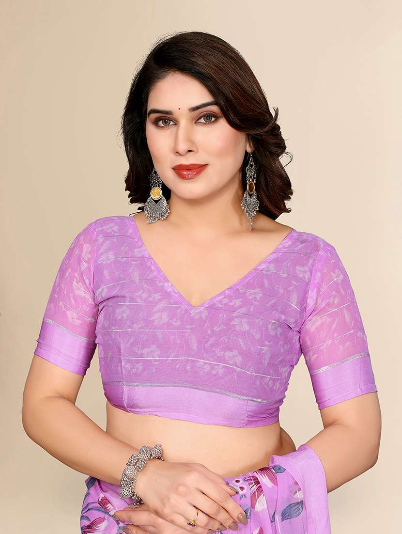 women printed casual wear saree with blouse - 22067608 -  Standard Image - 5