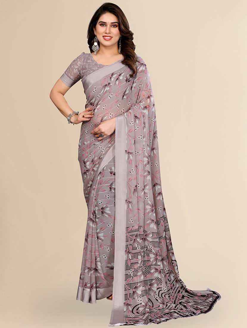 women printed casual wear saree with blouse