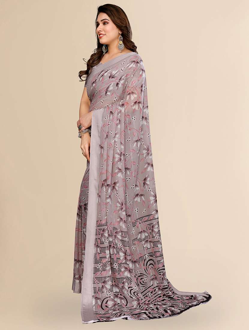 women printed casual wear saree with blouse - 22067609 -  Standard Image - 3