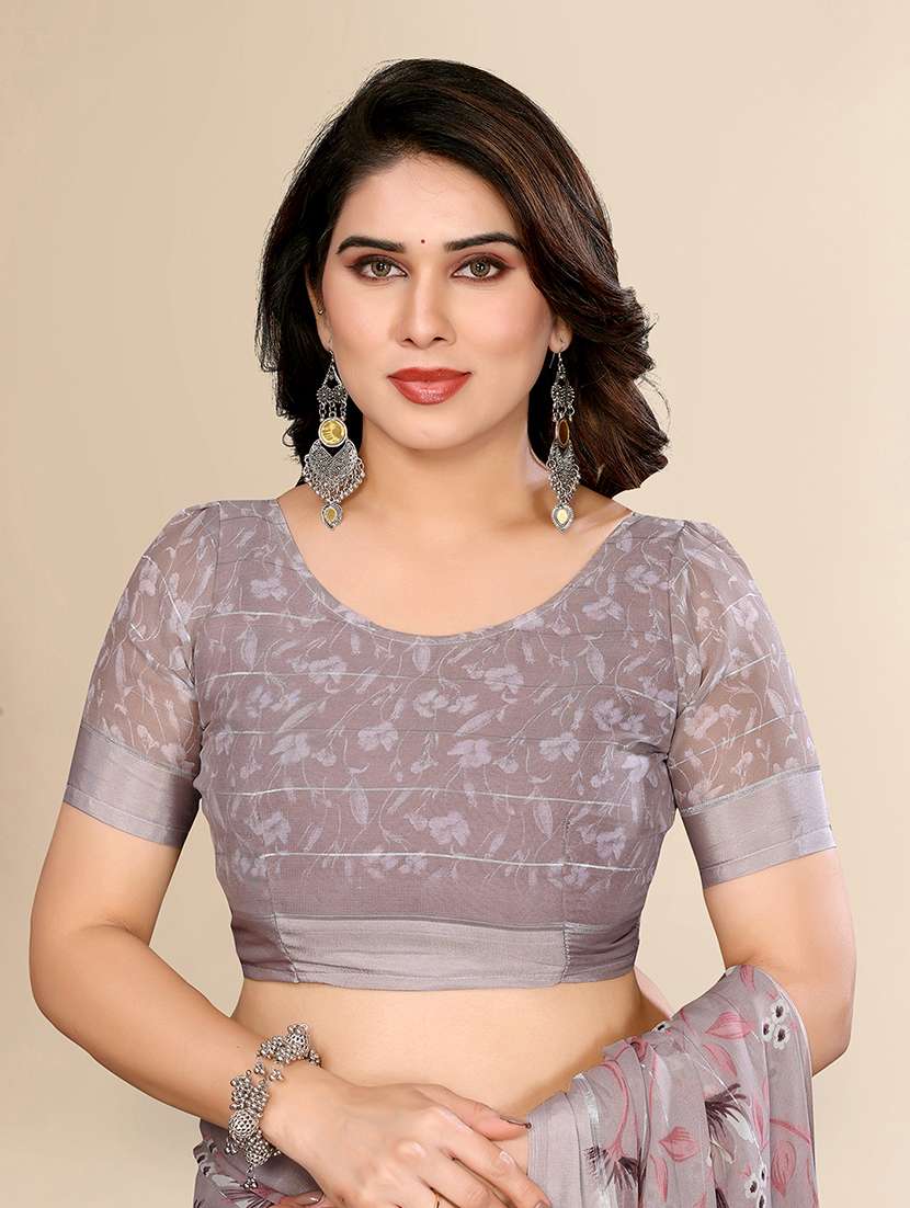 women printed casual wear saree with blouse - 22067609 -  Standard Image - 5