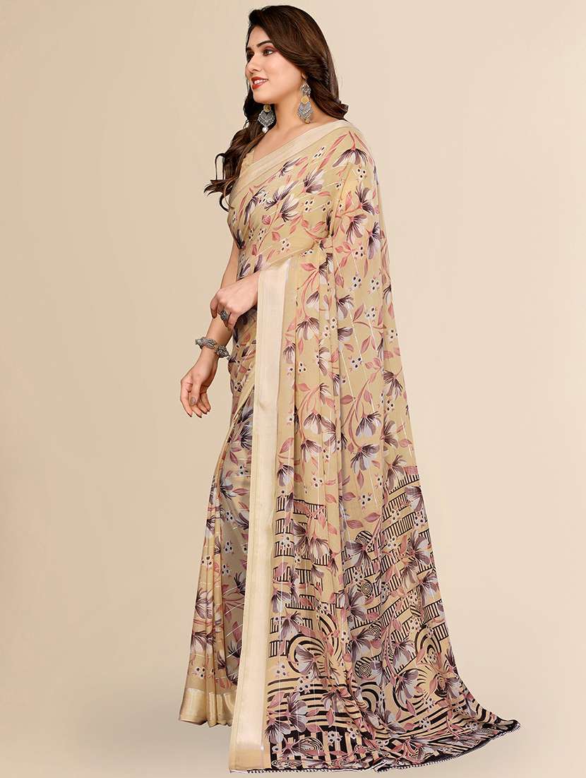 women printed casual wear saree with blouse - 22067610 -  Standard Image - 3