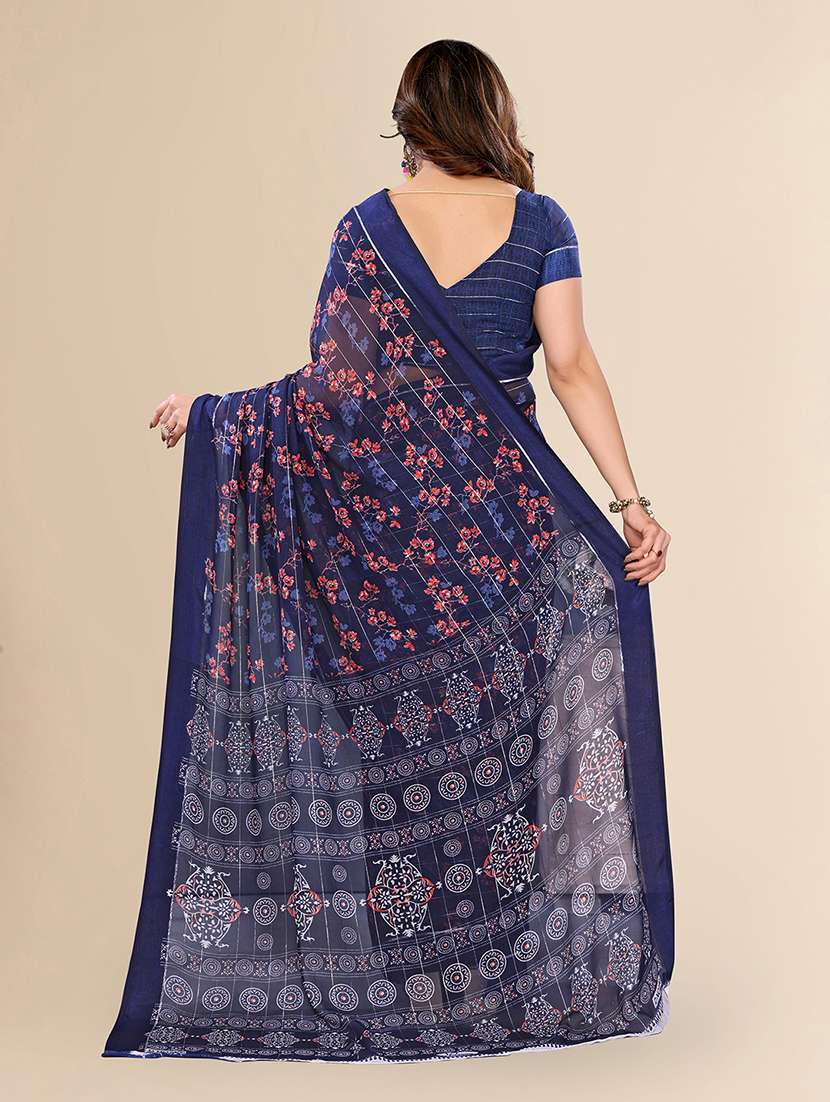 women printed casual wear saree with blouse - 22067611 -  Standard Image - 3