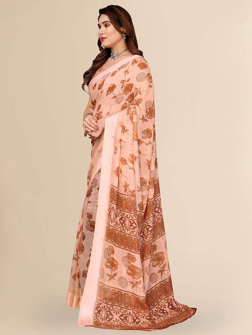 women printed casual wear saree with blouse - 22067623 -  Standard Image - 3