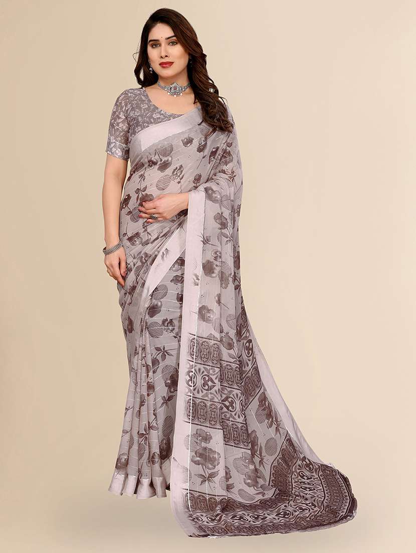 women printed casual wear saree with blouse