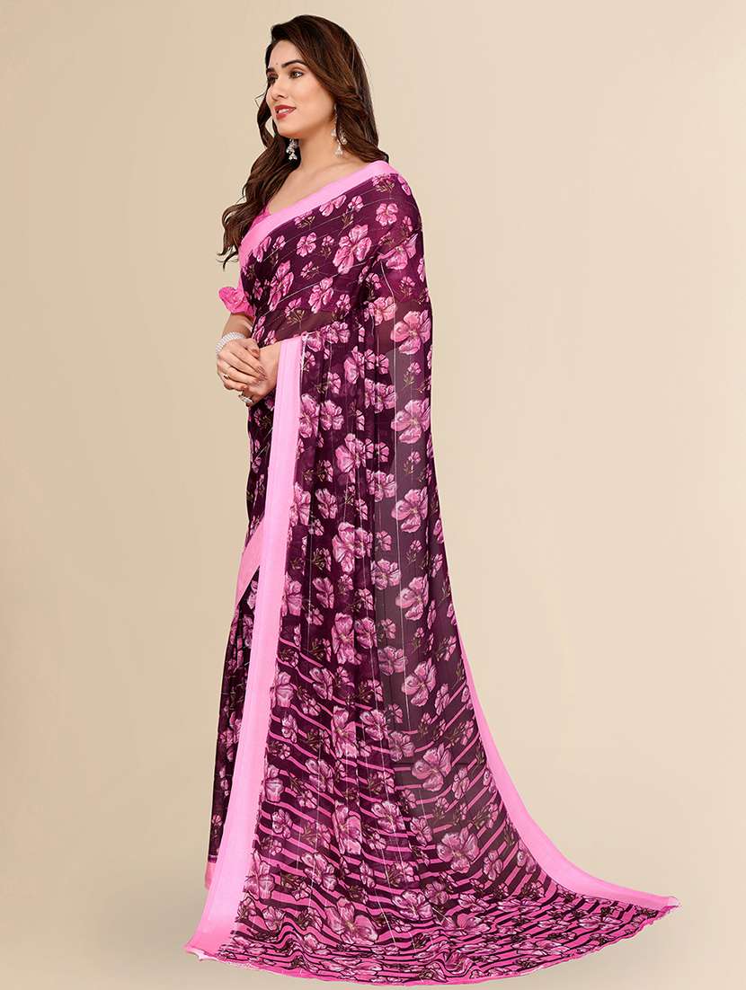 women printed casual wear saree with blouse - 22067627 -  Standard Image - 3