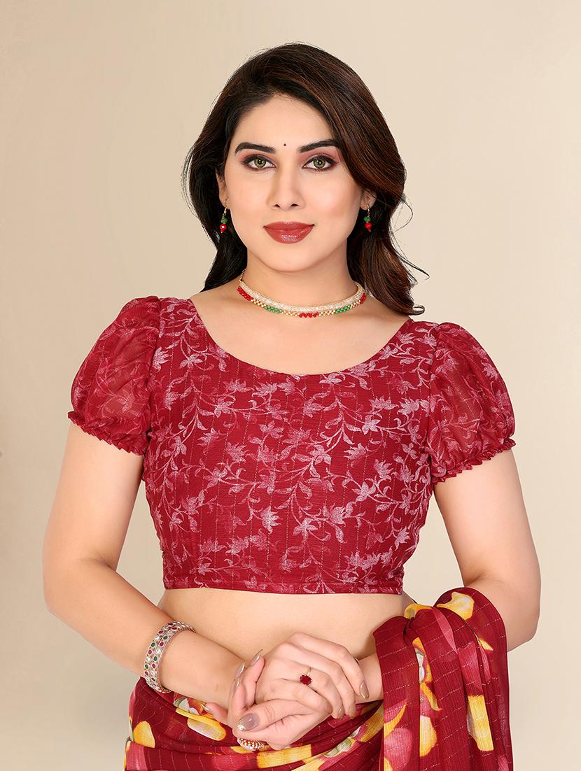 women printed casual wear saree with blouse - 22067646 - Standard Image - 5
