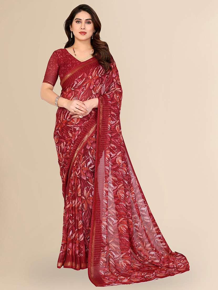 women printed casual wear saree with blouse
