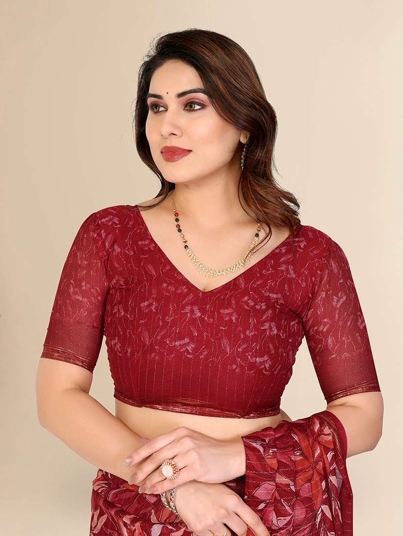 women printed casual wear saree with blouse - 22067654 -  Standard Image - 5