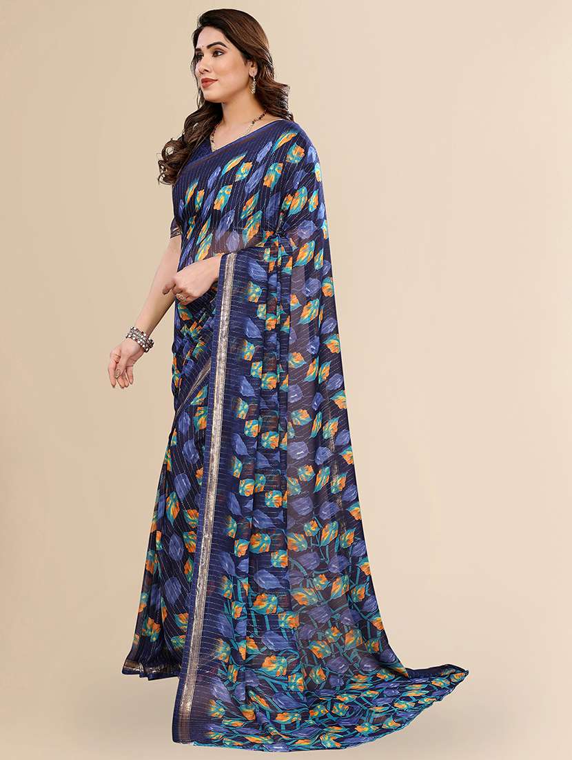 women printed casual wear saree with blouse - 22067657 - Standard Image - 3