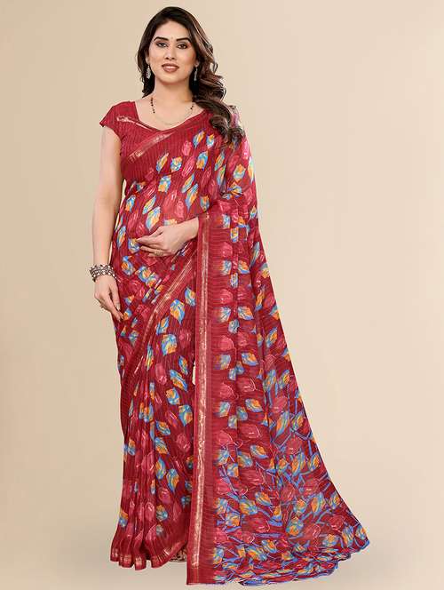 women printed casual wear saree with blouse - 22067658 -  Standard Image - 0