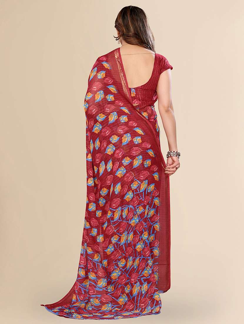 women printed casual wear saree with blouse - 22067658 - Standard Image - 3