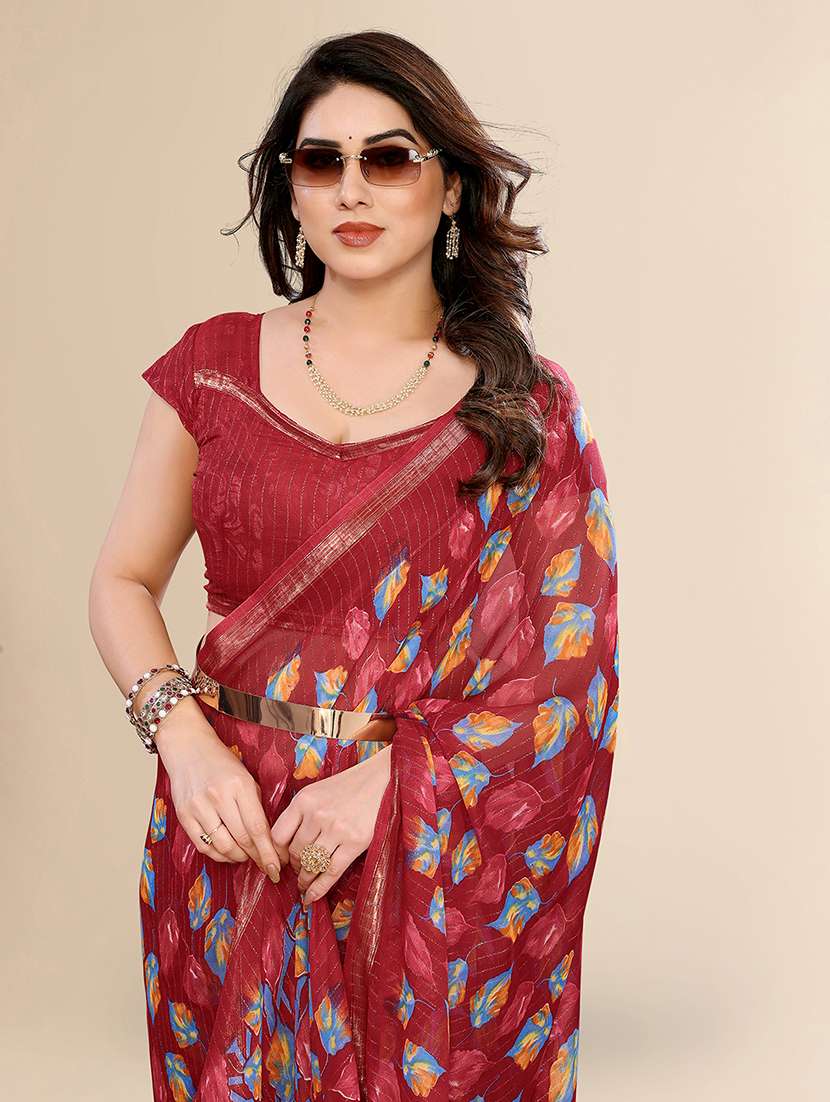 women printed casual wear saree with blouse - 22067658 - Standard Image - 5