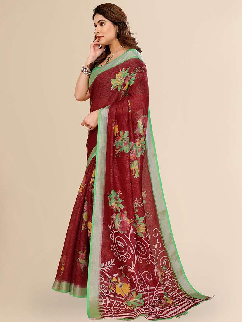 women printed casual wear saree with blouse - 22067666 -  Standard Image - 3