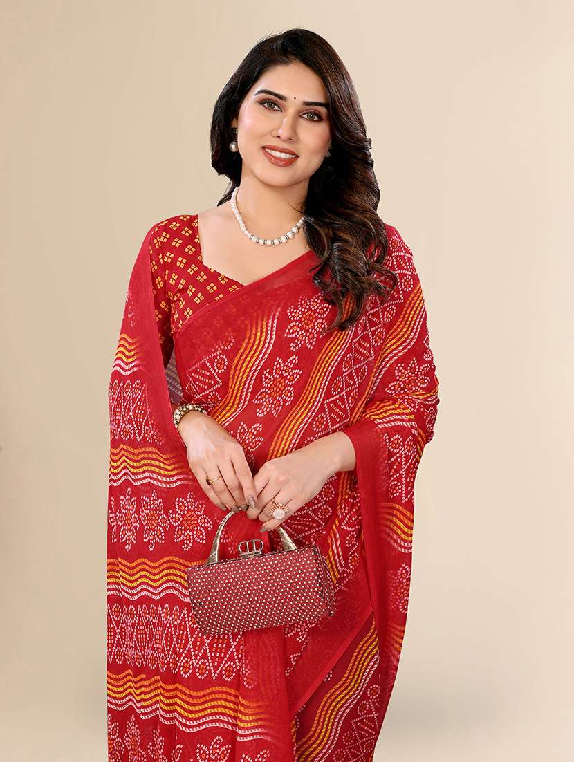 women printed casual wear saree with blouse - 22067675 - Standard Image - 3