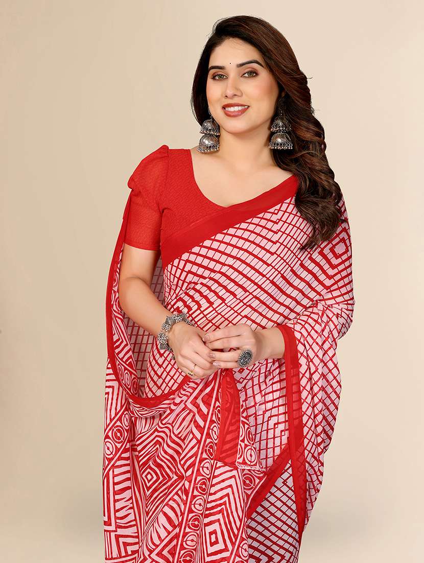 women printed casual wear saree with blouse - 22067686 -  Standard Image - 3
