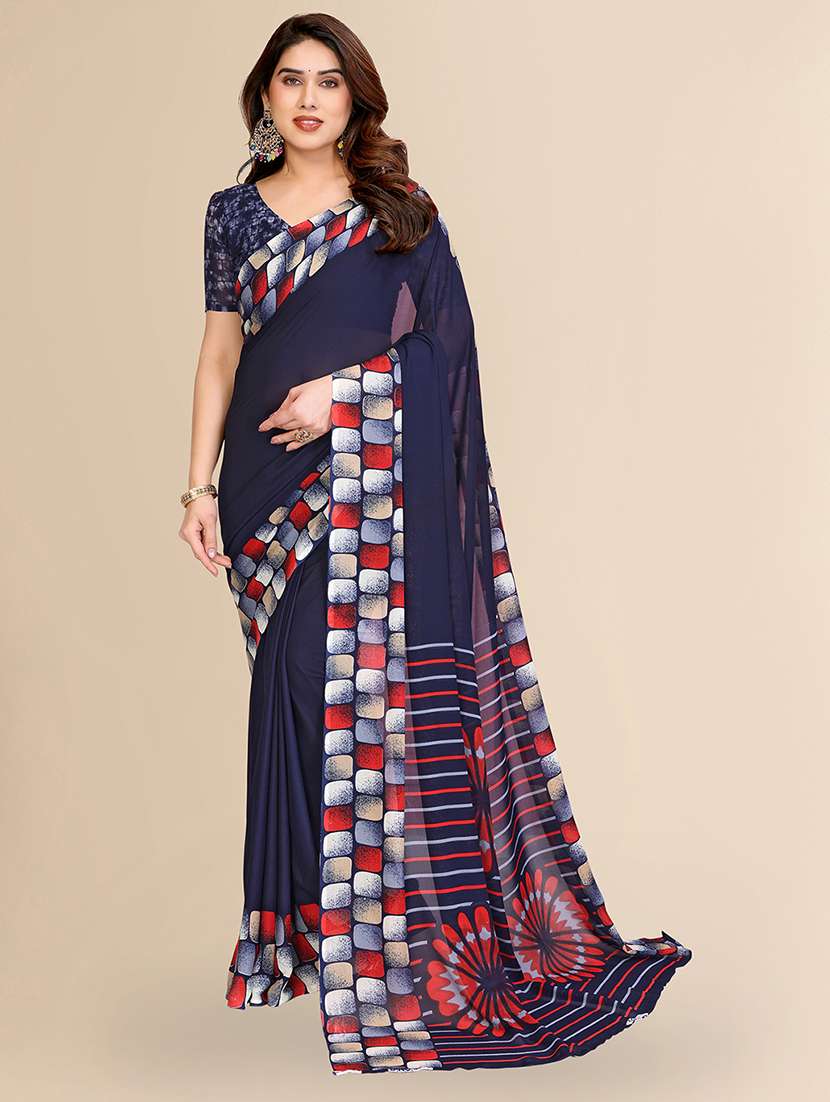 women printed casual wear saree with blouse