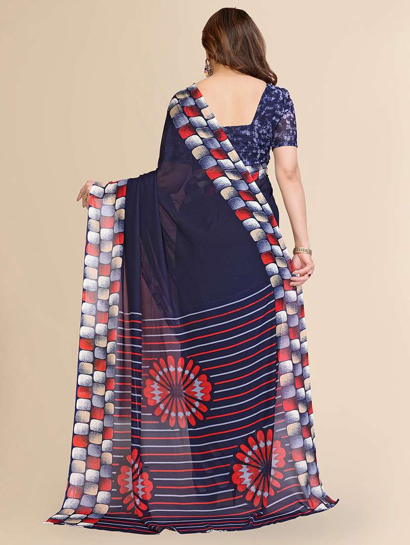 women printed casual wear saree with blouse - 22067690 -  Standard Image - 3