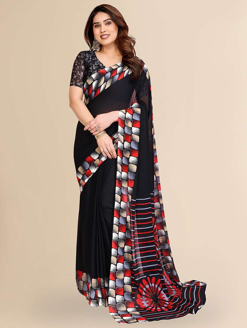 women printed casual wear saree with blouse