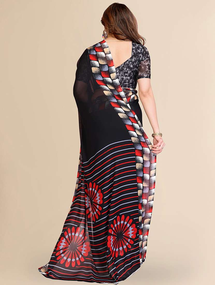 women printed casual wear saree with blouse - 22067691 -  Standard Image - 3