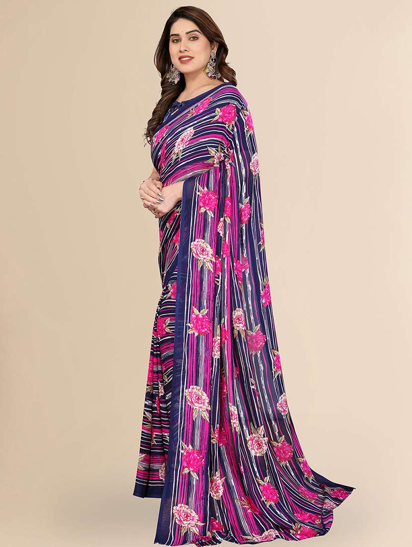 women printed casual wear saree with blouse - 22067707 -  Standard Image - 3