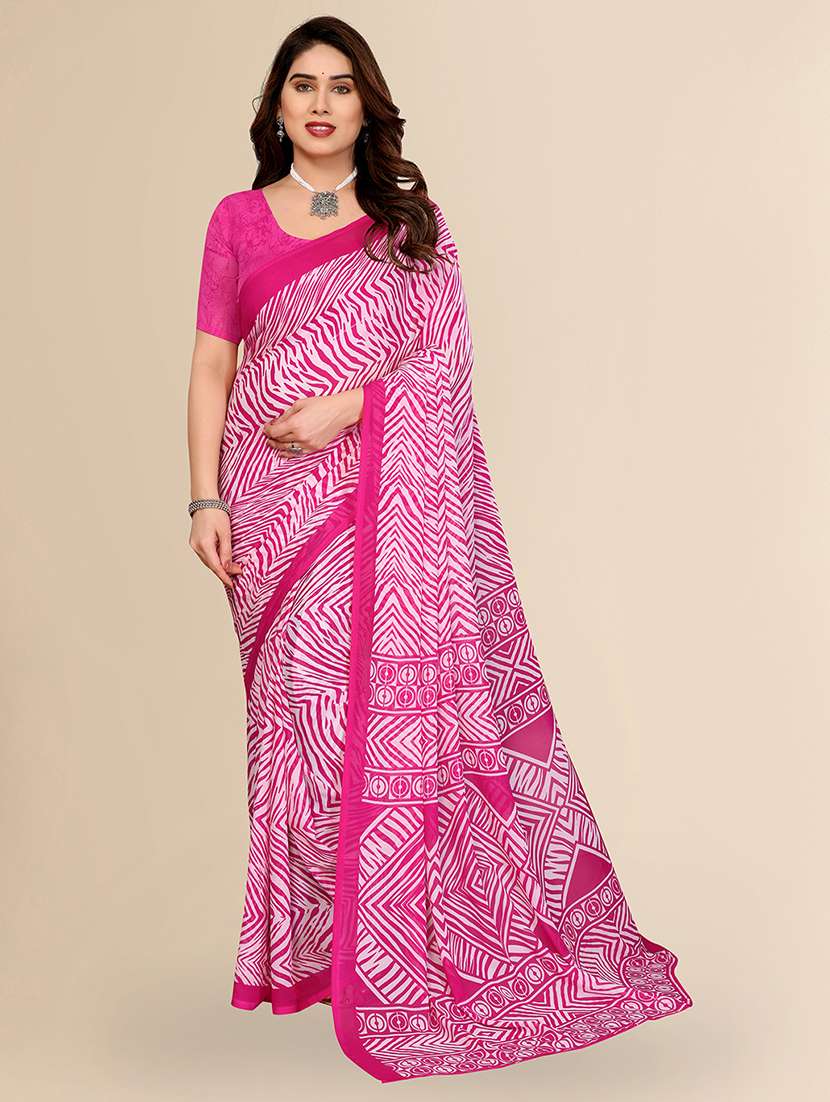 women printed casual wear saree with blouse