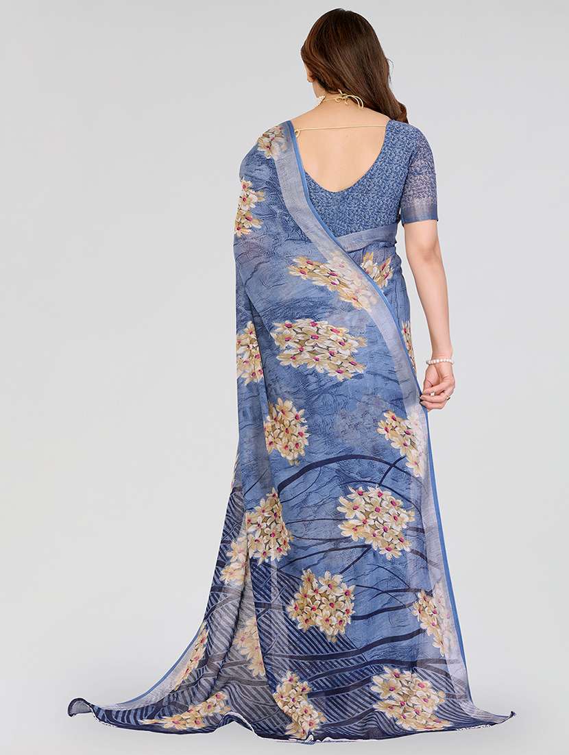 women printed casual wear saree with blouse - 22067885 -  Standard Image - 3