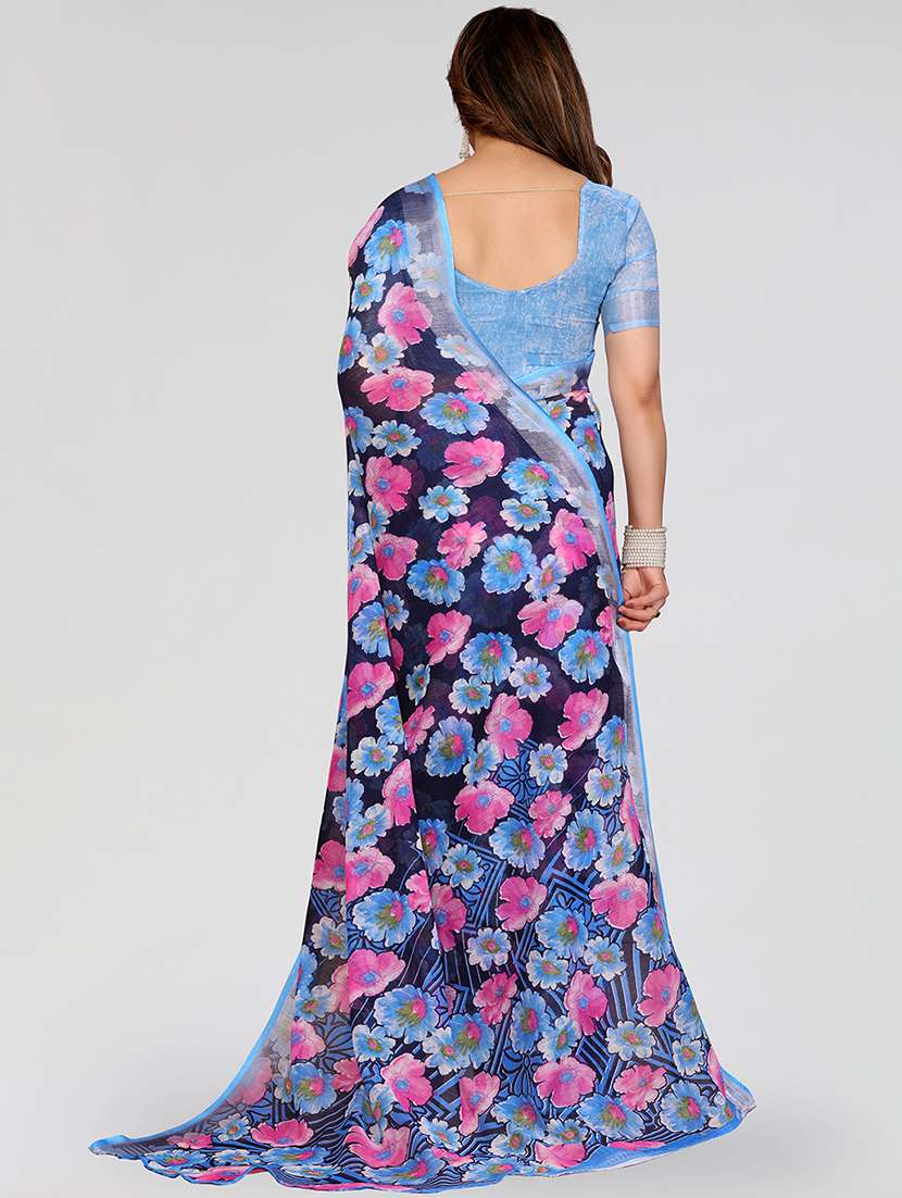 women printed casual wear saree with blouse - 22067891 -  Standard Image - 3