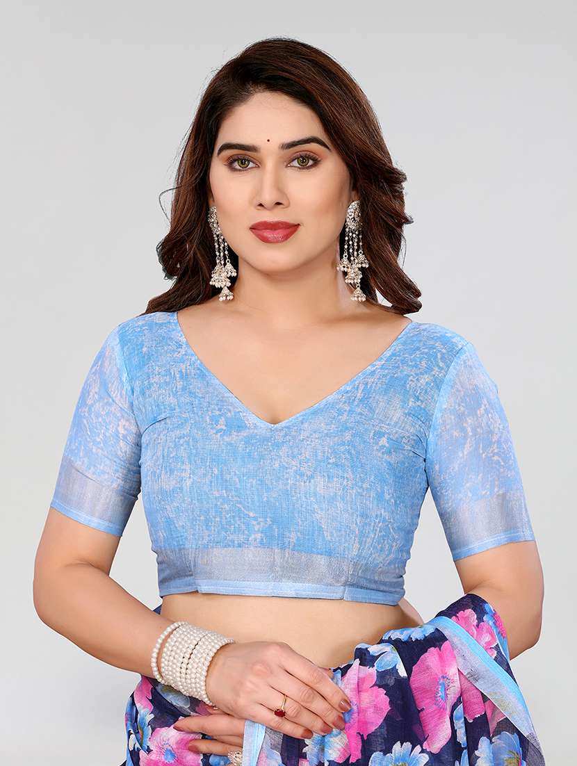 women printed casual wear saree with blouse - 22067891 -  Standard Image - 5