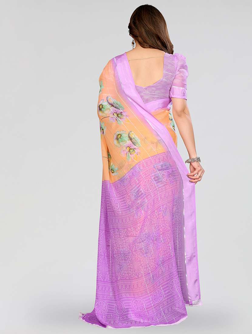 women printed casual wear saree with blouse - 22067898 -  Standard Image - 3