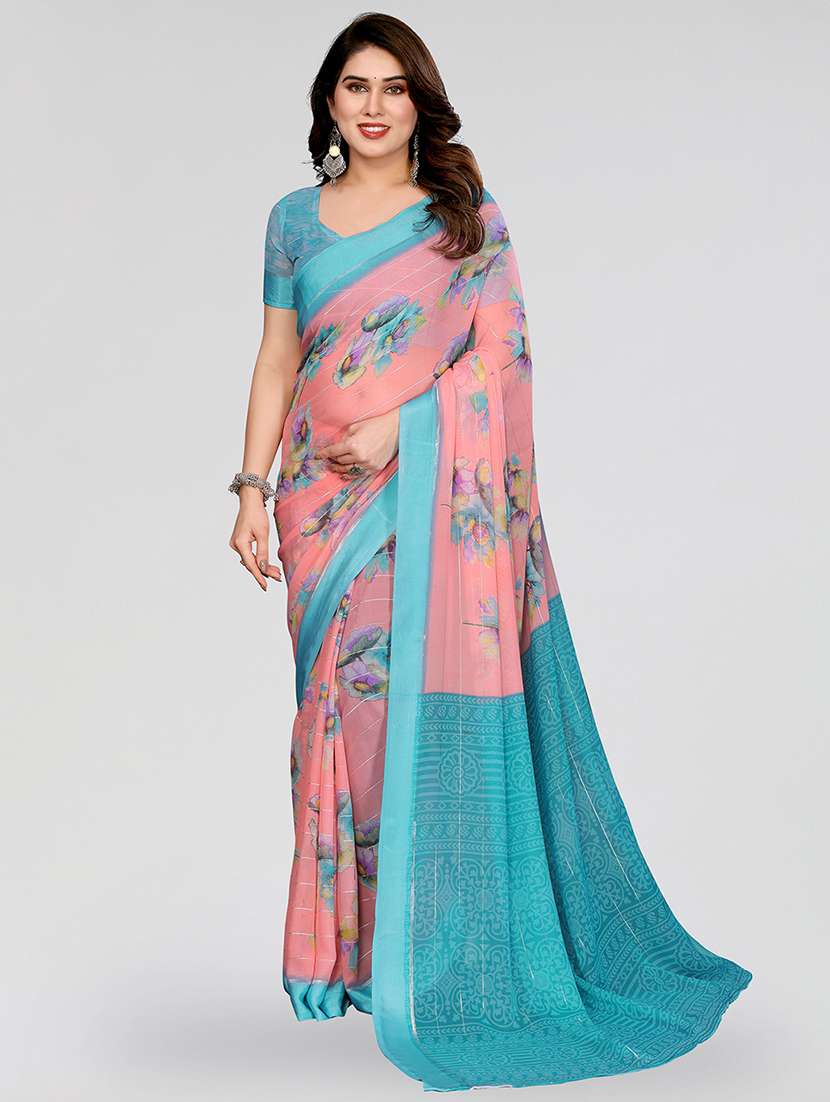 women printed casual wear saree with blouse