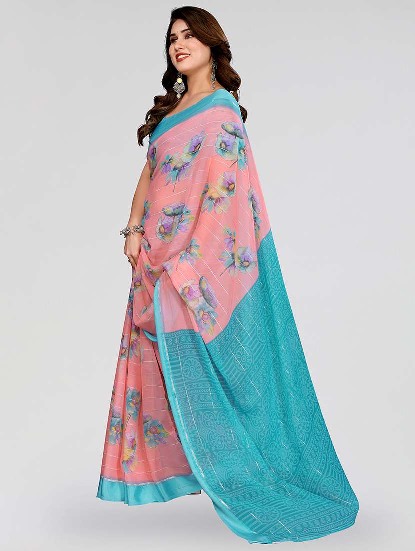 women printed casual wear saree with blouse - 22067900 -  Standard Image - 3