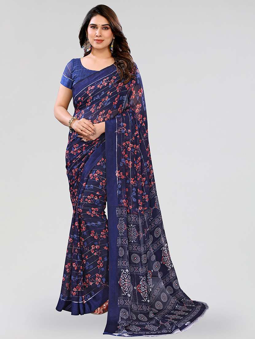 women printed casual wear saree with blouse - 22067910 -  Standard Image - 3