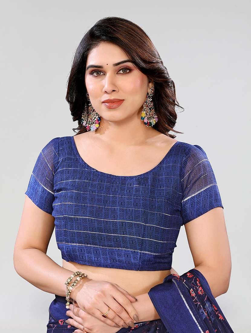 women printed casual wear saree with blouse - 22067910 -  Standard Image - 5