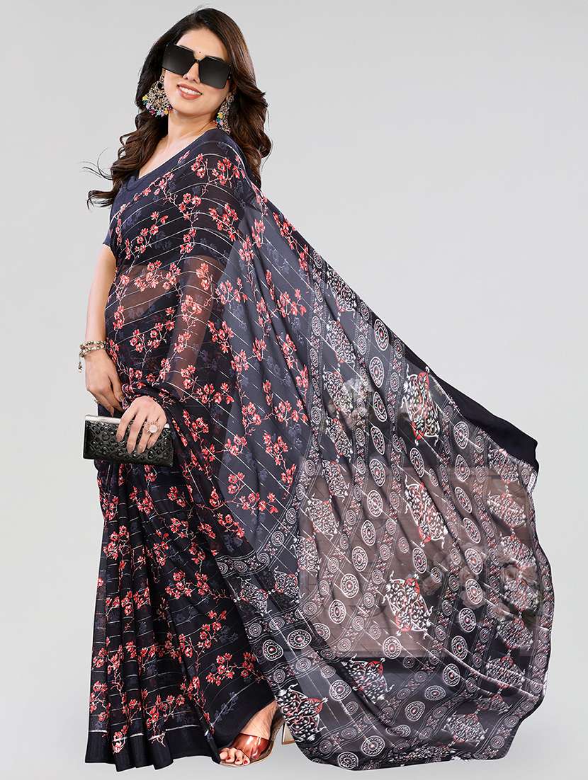 women printed casual wear saree with blouse - 22067915 -  Standard Image - 3