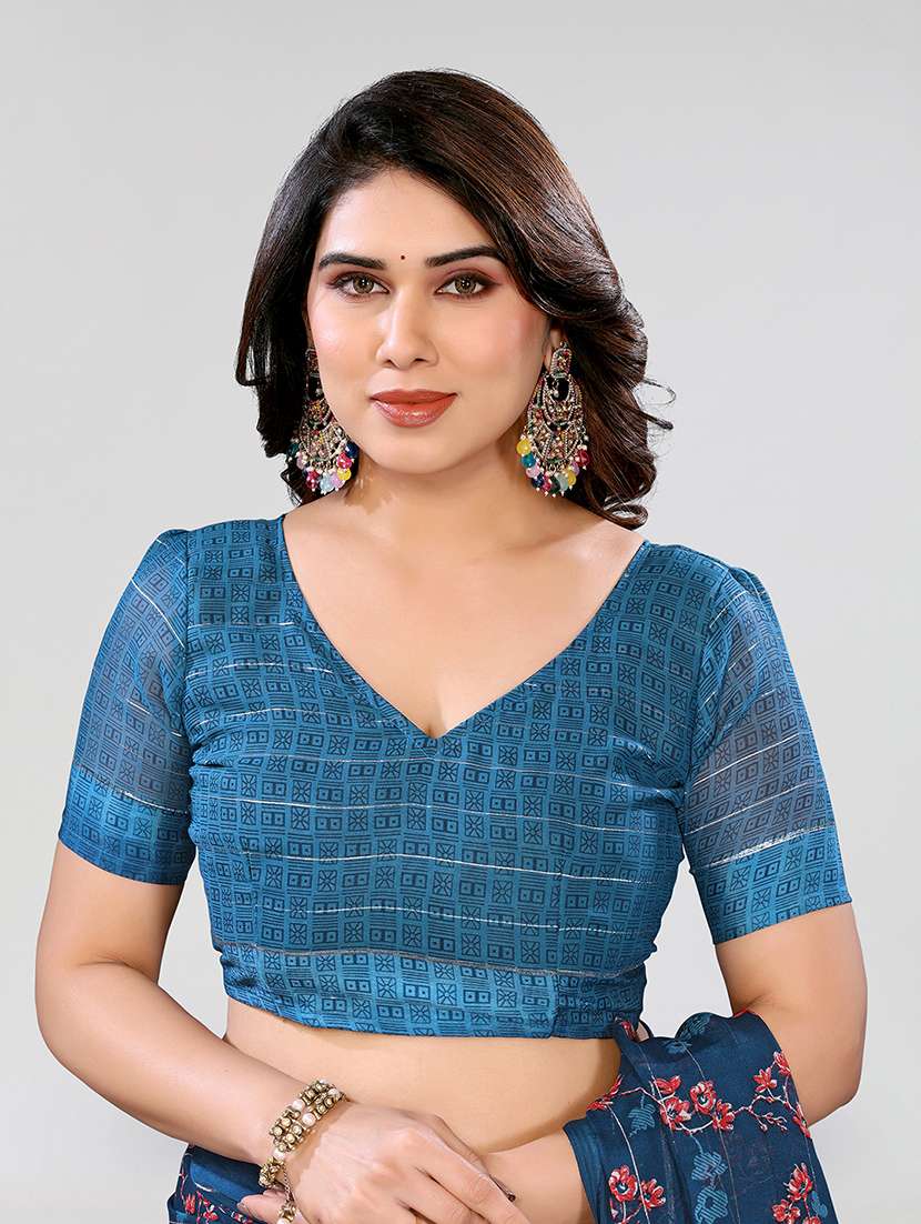 women printed casual wear saree with blouse - 22067917 -  Standard Image - 5